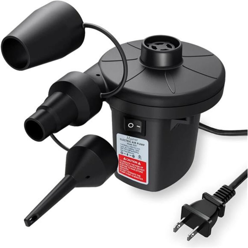 Quick-Fill Electric Air Pump with 3 Nozzles, AC 110V-120V Portable Inflator